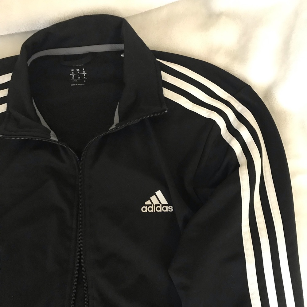 Size M adidas black jacket 3 stripes
